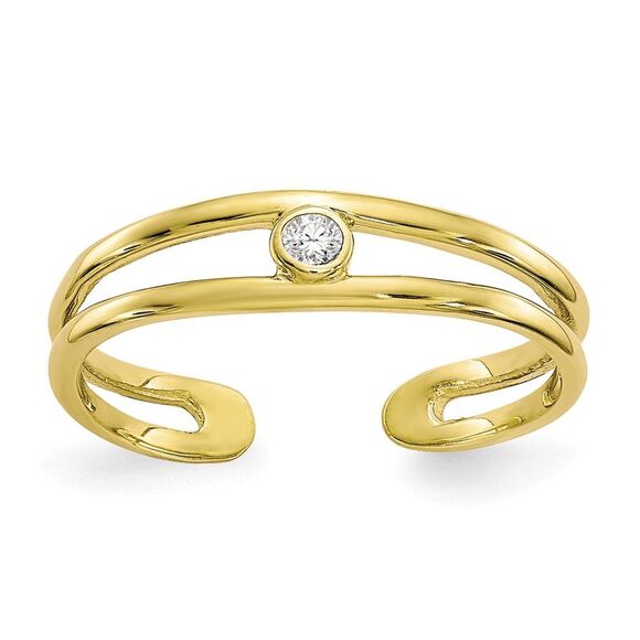 Split Shank Cubic Zirconia Toe Ring in 10K Yellow Gold - Picture 1 of 5